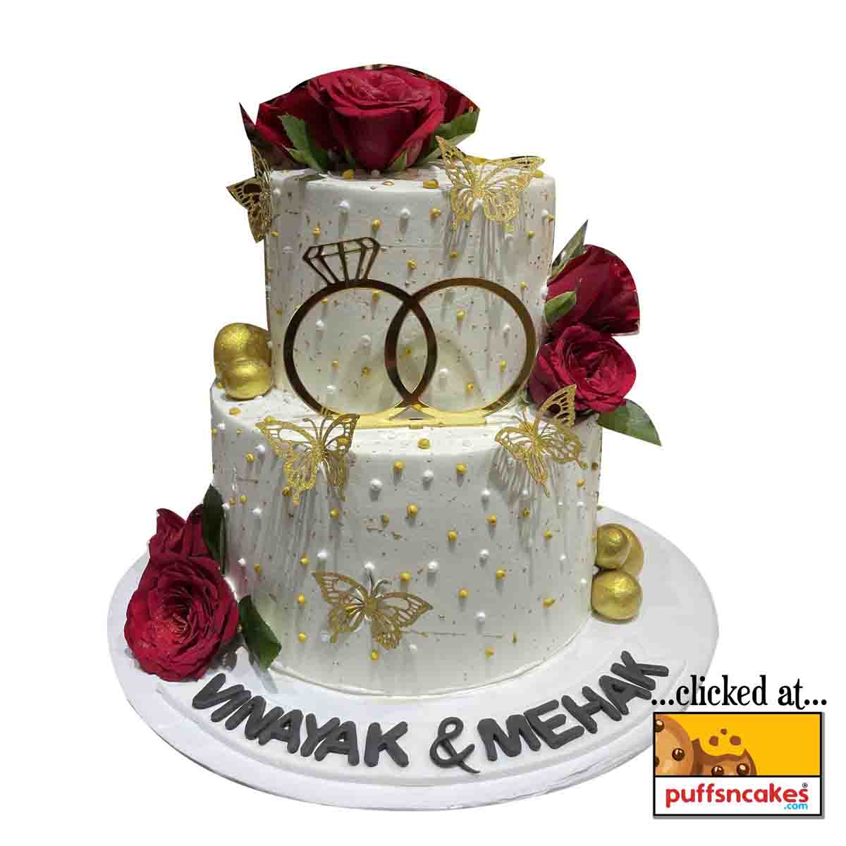 (1259) Engagement Theme Floral Cake